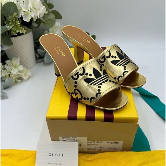 Women’s Gucci X Adidas, slide sandals, size 39.5 made in Italy - Picture 2 of 9